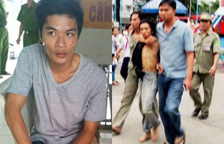 Trong cơn phê ma túy đá, Lương Phúc Hưng (24 tuổi) đã dùng búa đập đầu bạn thân của mình (ảnh trái). Nguyễn Quang Mạnh (28 tuổi) bị bắt do giết người cũng trong cơn phê ma túy đá. Ảnh: ÁI NHÂN