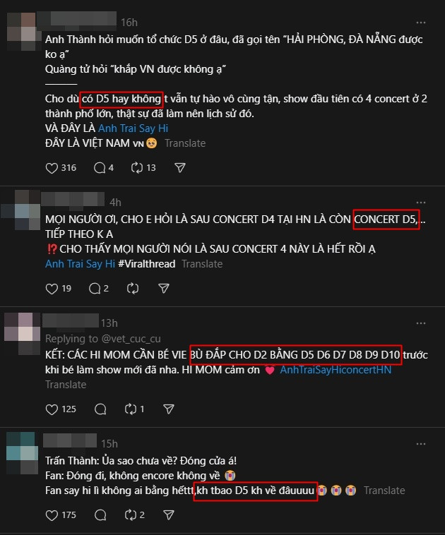 Nhiều khán giả cầu mong Anh Trai "Say Hi" tổ chức D-5. Ảnh: Threads Nhiều khán giả cầu mong Anh Trai "Say Hi" tổ chức D-5. Ảnh: Threads