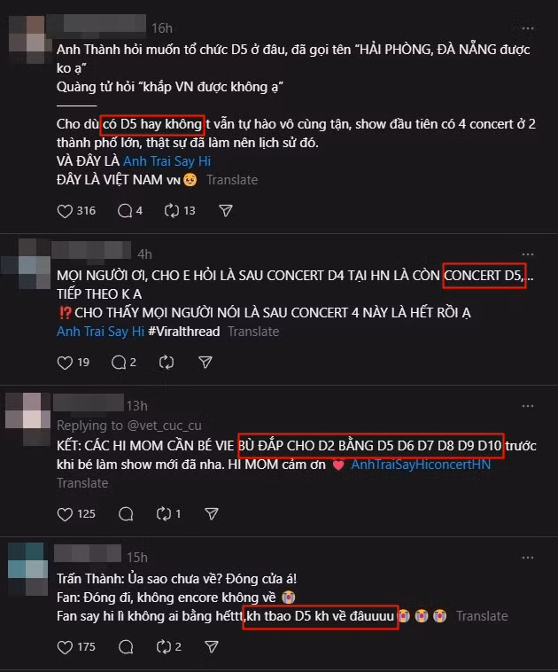Nhiều khán giả cầu mong Anh Trai "Say Hi" tổ chức D-5. Ảnh: Threads Nhiều khán giả cầu mong Anh Trai "Say Hi" tổ chức D-5. Ảnh: Threads