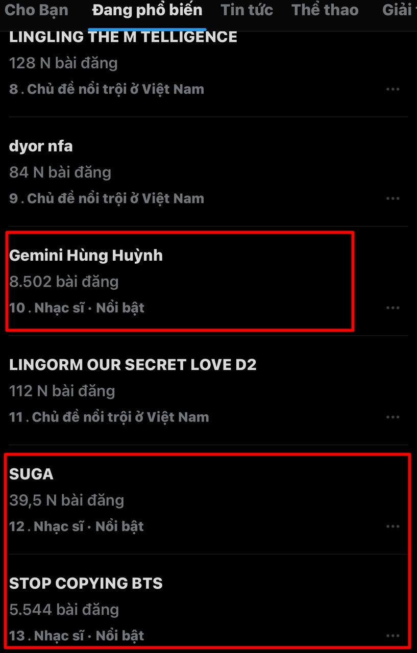 Các từ khóa liên quan đến vụ việc Hùng Huỳnh "trending" trên X/ Twitter. Ảnh: X/ Twitter Các từ khóa liên quan đến vụ việc Hùng Huỳnh "trending" trên X/ Twitter. Ảnh: X/ Twitter