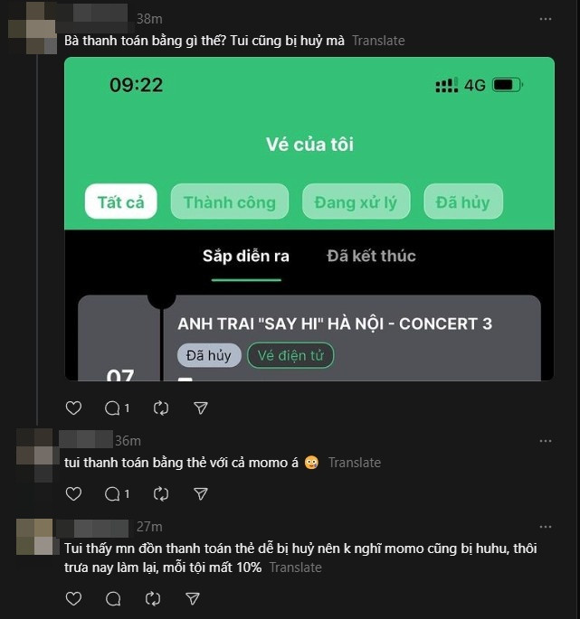 Việc chọn hình thức thanh toán sai có thể khiến vé concert bị hủy. Ảnh: Threads Việc chọn hình thức thanh toán sai có thể khiến vé concert bị hủy. Ảnh: Threads