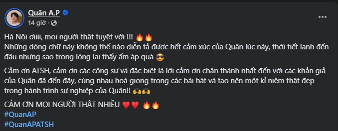 Nhiều anh trai đăng status cảm ơn, báo hiệu cho cái kết. Ảnh: FBNV. Nhiều anh trai đăng status cảm ơn, báo hiệu cho cái kết. Ảnh: FBNV.
