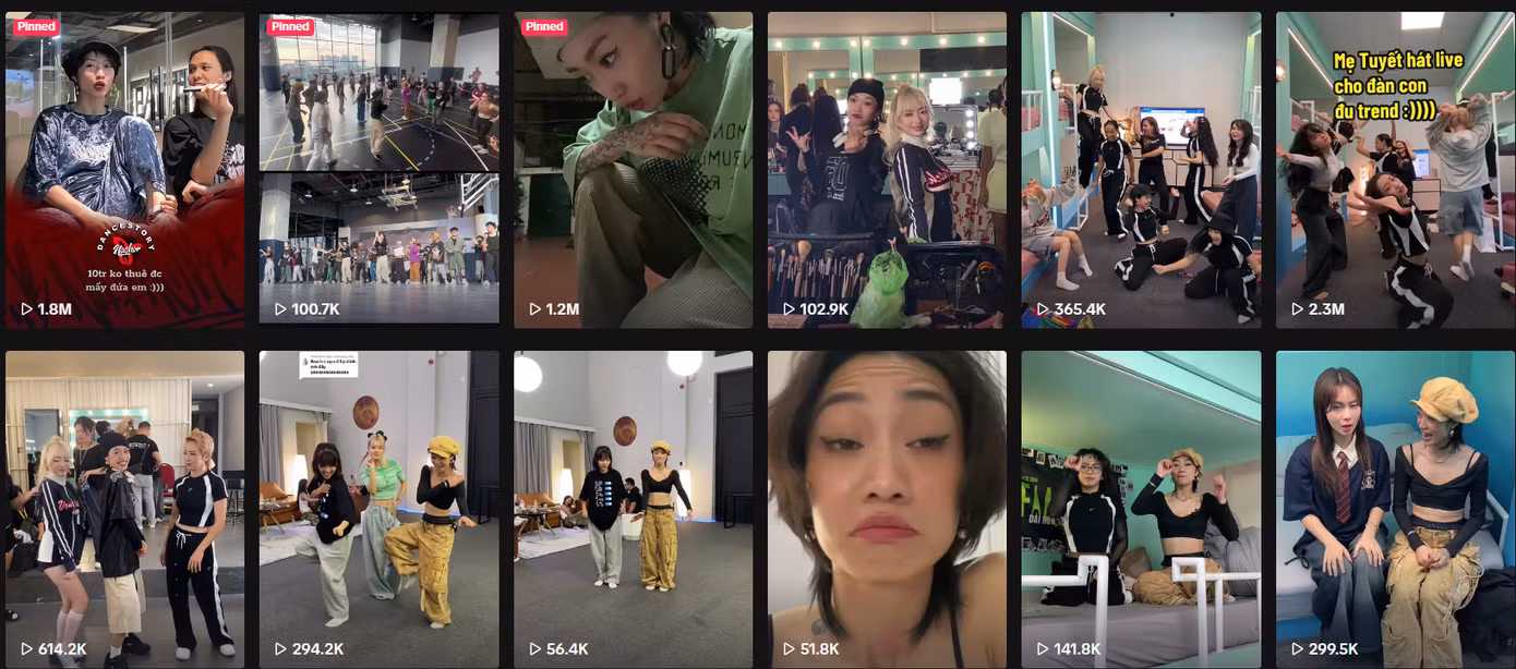 Maitinhvi đăng loạt video nhảy cover cùng các chị đẹp. Ảnh: TikTok Maitinhvi