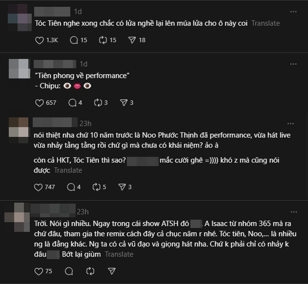 Netizen đưa ra nhiều ví dụ về nghệ sĩ trình diễn tại Việt Nam. Ảnh: Threads. Netizen đưa ra nhiều ví dụ về nghệ sĩ trình diễn tại Việt Nam. Ảnh: Threads.