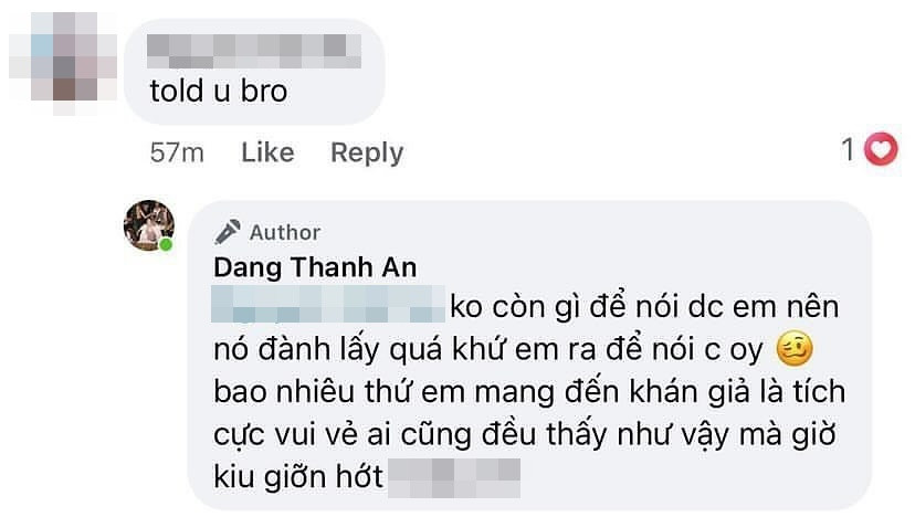 Ở một số bình luận khác, Negav trách anti-fan vì bị lấy quá khứ ra để nói. Ảnh: FBNV. Ở một số bình luận khác, Negav trách anti-fan vì bị lấy quá khứ ra để nói. Ảnh: FBNV.