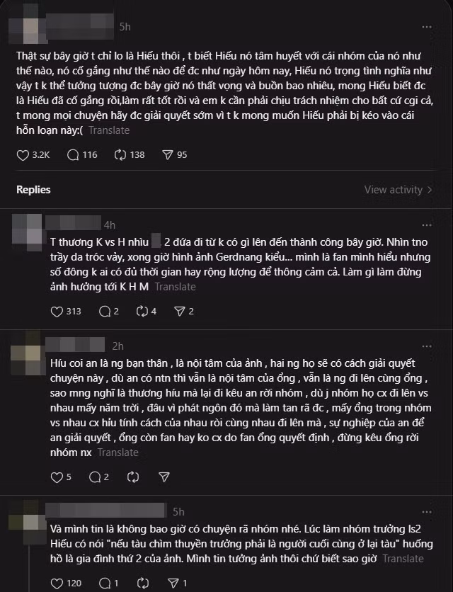 Nhiều fan lo lắng cho HIEUTHUHAI, HURRYKNG... và tương lai của GERDNANG trong lúc tranh cãi xung quanh Negav đang bùng nổ trên MXH. Ảnh: Threads