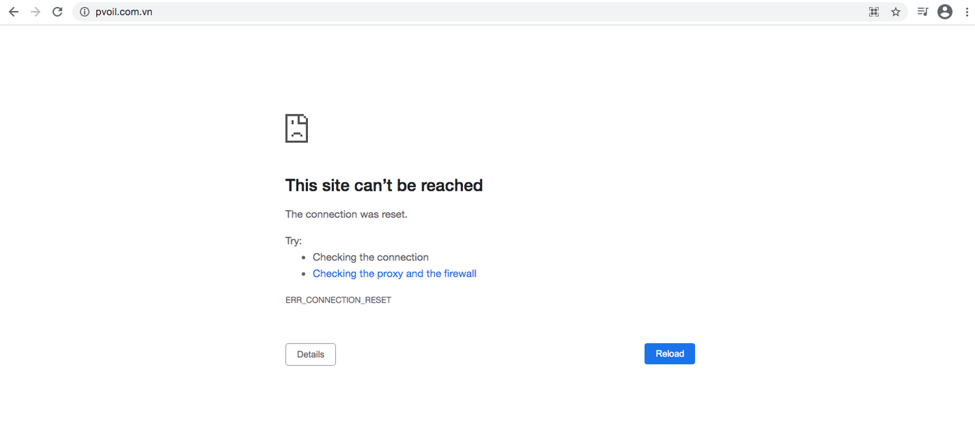 Đến cuối giờ chiều, website và hệ thống của PVOil vẫn chưa vận hành trở lại được.