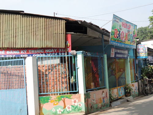 Bên ngoài cơ sở mầm non Bảo Ngọc