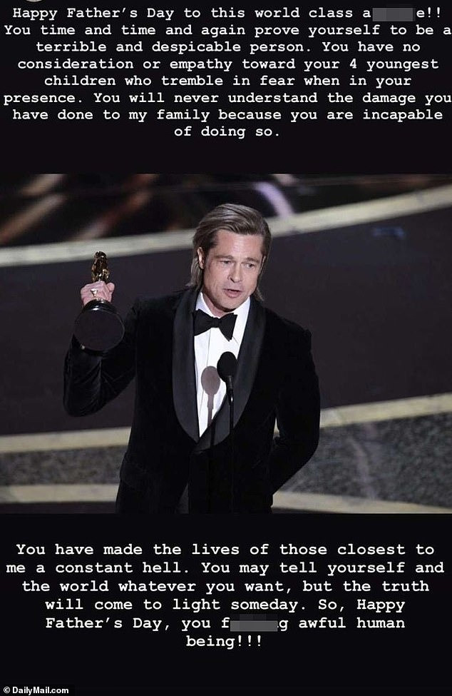 Bài đăng chỉ trích cha nuôi được cho là của Pax Thiên vào năm 2020. Ảnh: Daily Mail.