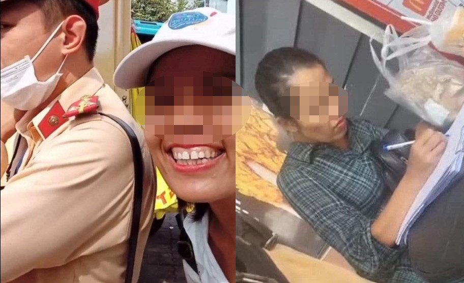 Đội CSGT số 1 đã yêu cầu nữ TikToker viết cam kết không tái phạm hành vi. Ảnh cắt từ clip Đội CSGT số 1 đã yêu cầu nữ TikToker viết cam kết không tái phạm hành vi. Ảnh cắt từ clip