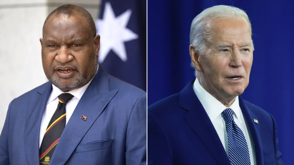 Tổng thống Mỹ Joe Biden (phải) và Thủ tướng Papua New Guinea James Marape. (Ảnh: Getty)