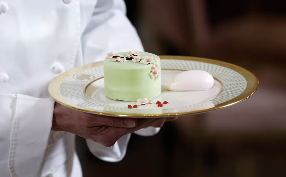 Món bánh được chuẩn bị để thết đãi Thủ tướng Nhật Bản và Phu nhân. (Ảnh: Getty) Món bánh được chuẩn bị để thết đãi Thủ tướng Nhật Bản và Phu nhân. (Ảnh: Getty)
