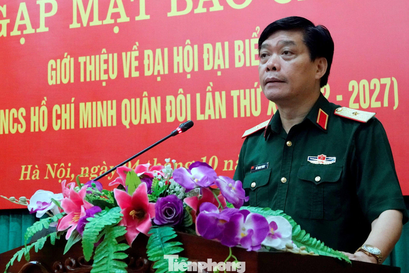 Thiếu tướng Đỗ Thanh Phong phát biểu tại cuộc gặp mặt báo chí. Ảnh: Nguyễn Minh