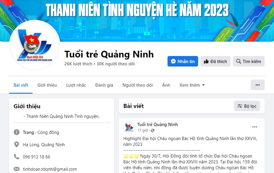 Fanpage "Tuổi trẻ Quảng Ninh" thường xuyên đăng tải bài viết về bảo vệ nền tư tưởng của Đảng.