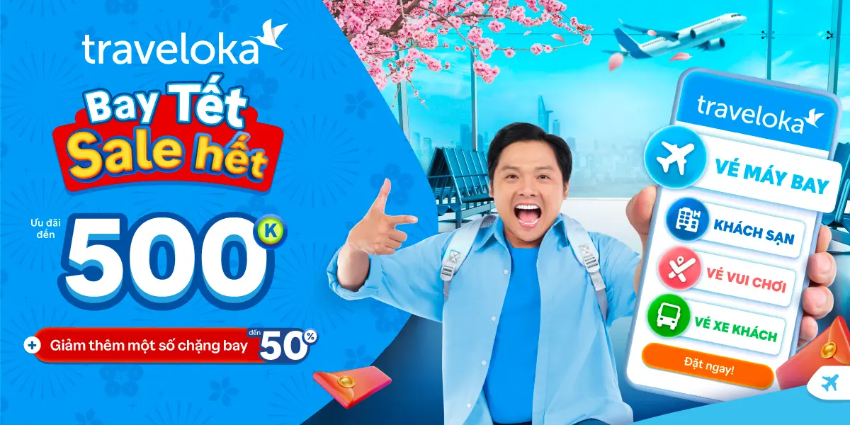 Ưu đãi đến 500.000 đồng khi đặt vé máy bay Tết trên Traveloka.