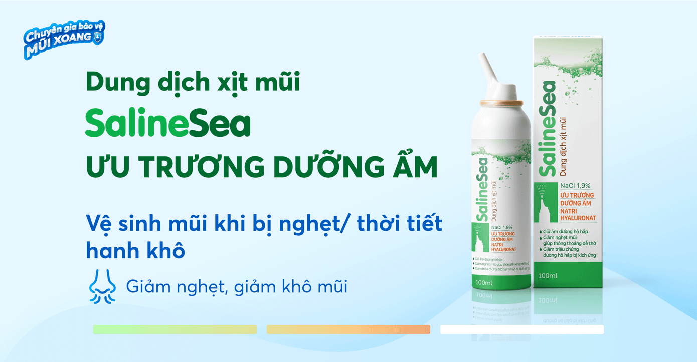 Dung dịch xịt mũi ưu trương dưỡng ẩm SalineSea dùng khi nghẹt mũi, khô mũi Dung dịch xịt mũi ưu trương dưỡng ẩm SalineSea dùng khi nghẹt mũi, khô mũi