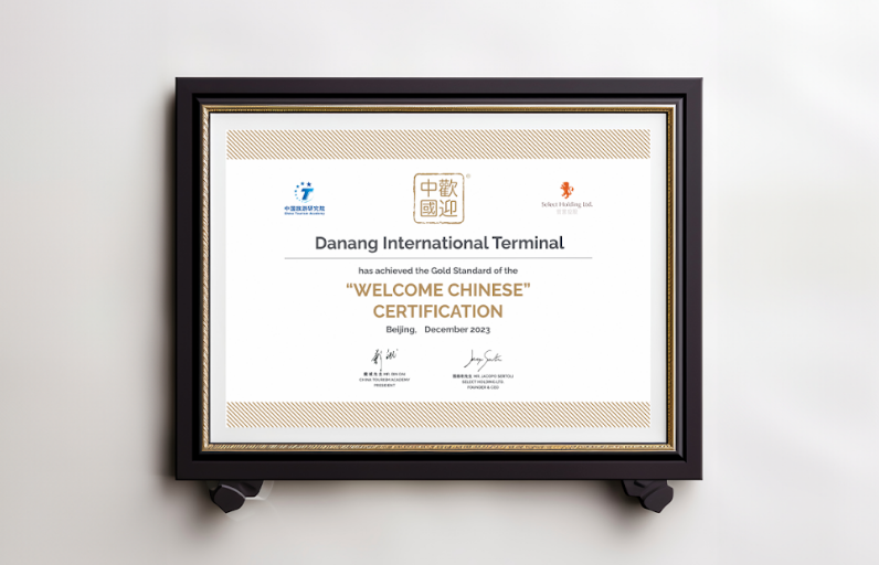 Nhà ga quốc tế Đà Nẵng đạt chứng nhận Welcome Chinese - hạng Gold Nhà ga quốc tế Đà Nẵng đạt chứng nhận Welcome Chinese - hạng Gold