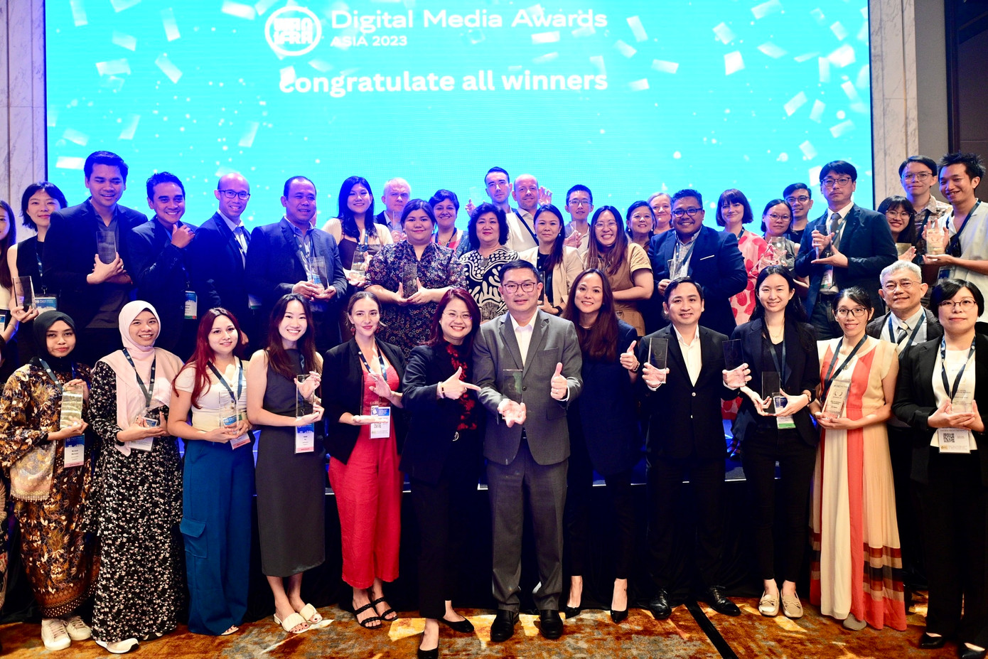 Đại diện các báo đài, hãng thông tấn trong lễ trao giải WAN-IFRA 2023. Ảnh: Thuận Thắng.