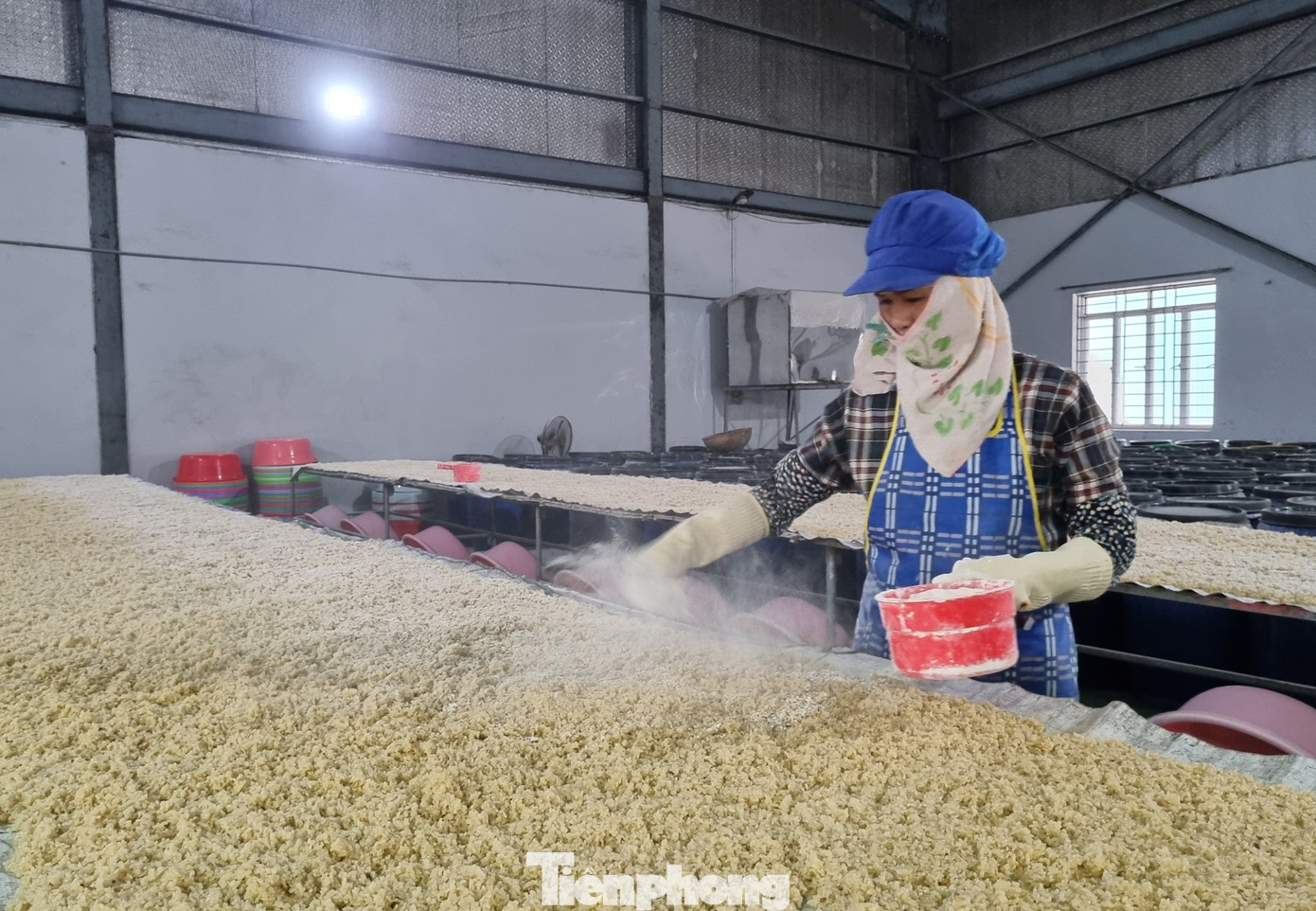 Lúa nếp phơi già, xay trật vỏ, sảy sạch trấu, không giã, mang nấu cơm vừa độ dẻo, cho ra nia, khi nguội xếp vào thúng. Xung quanh thúng lót lá chuối; cứ một lượt cơm lại rắc một lượt men đã tán nhỏ, xếp xong đậy kín bằng bao tải đặt thúng lên trên chậu sành, để vào chỗ kín gió.