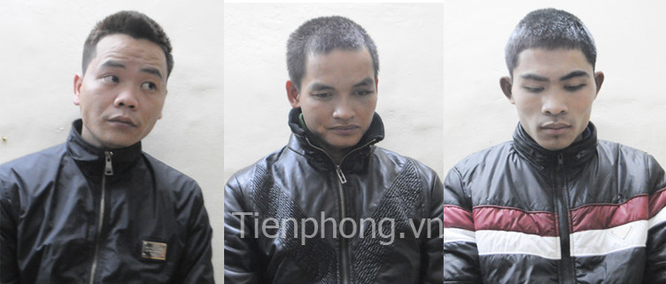 Ba đối tượng trong băng nhóm trộm cắp (từ trái qua): Ba, Giang, Trung. Ảnh: T.N