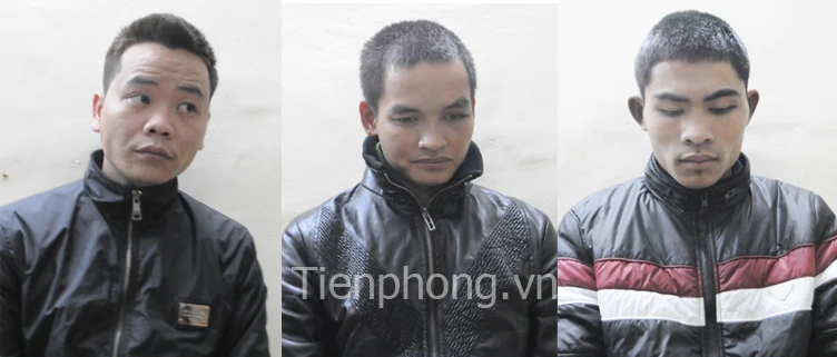 Ba đối tượng trong băng nhóm trộm cắp (từ trái qua): Ba, Giang, Trung. Ảnh: T.N