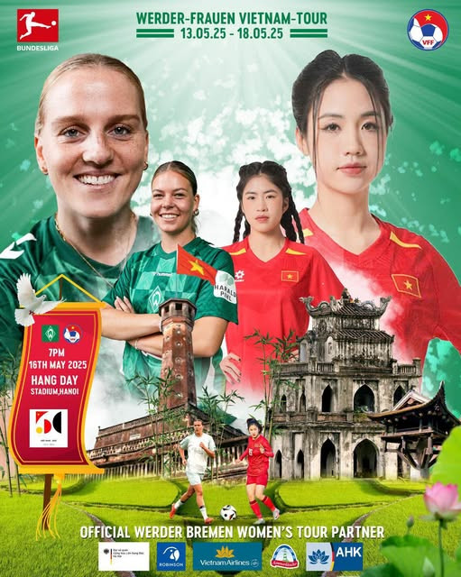 Trận giao hữu bóng đá nữ Việt Nam-Đức sẽ diễn ra vào lúc 19g ngày 16/5