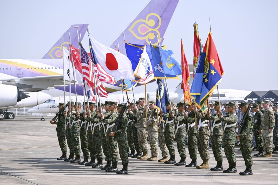 Lễ khai mạc cuộc tập trận Hổ mang vàng ngày 28/2. Ảnh: Kyodo News