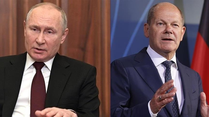 Tổng thống Nga Vladimir Putin và Thủ tướng Đức Olaf Scholz. Ảnh: Anadolu Agency