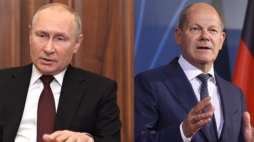 Tổng thống Nga Vladimir Putin và Thủ tướng Đức Olaf Scholz. Ảnh: Anadolu Agency