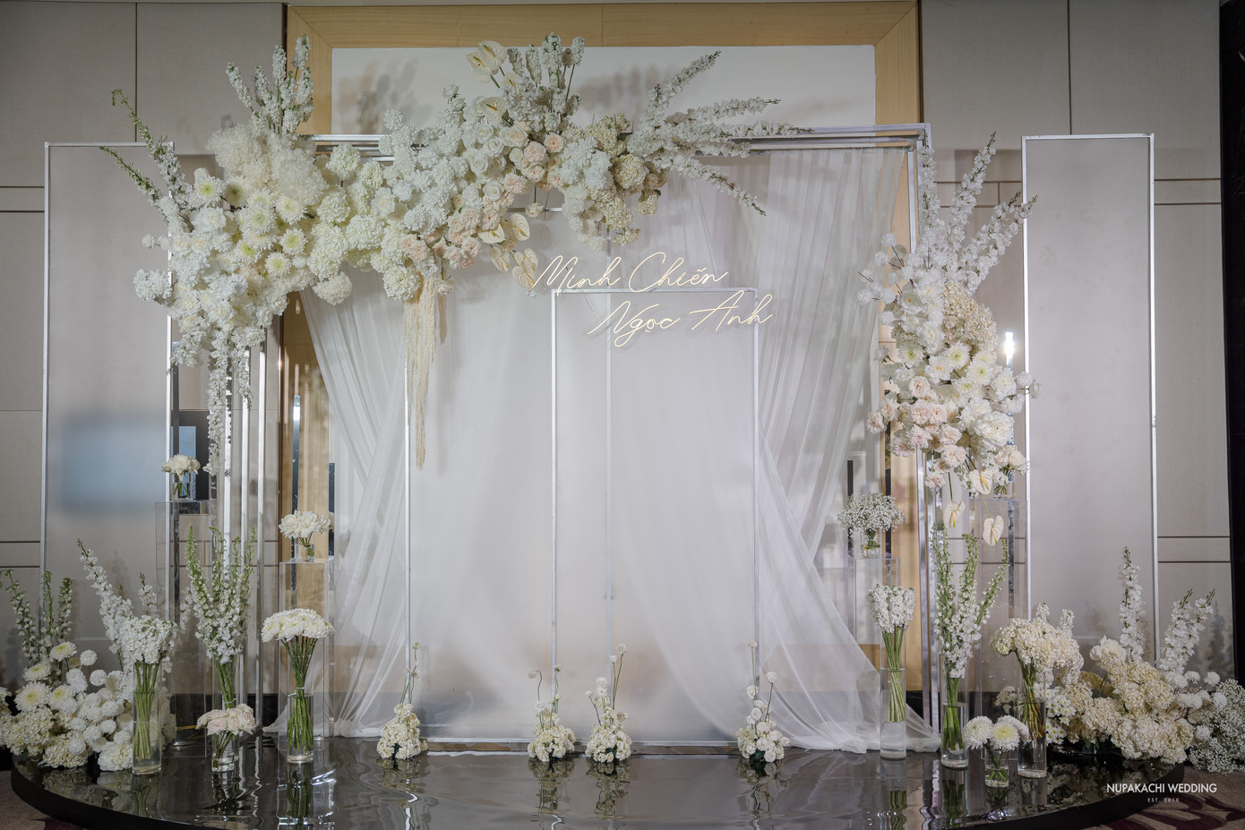 Một số hình ảnh không gian tiệc cưới diễn viên Ngọc Anh và doanh nhân Minh Chiến. Ảnh: Nupakachi Wedding.