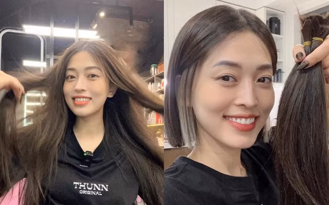 Á hậu Phương Nga hiến tóc cho bệnh nhân ung thư. Á hậu Phương Nga hiến tóc cho bệnh nhân ung thư.