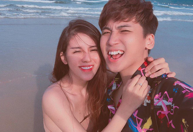 Huy Cung và hot girl Linh My thời còn mặn nồng.