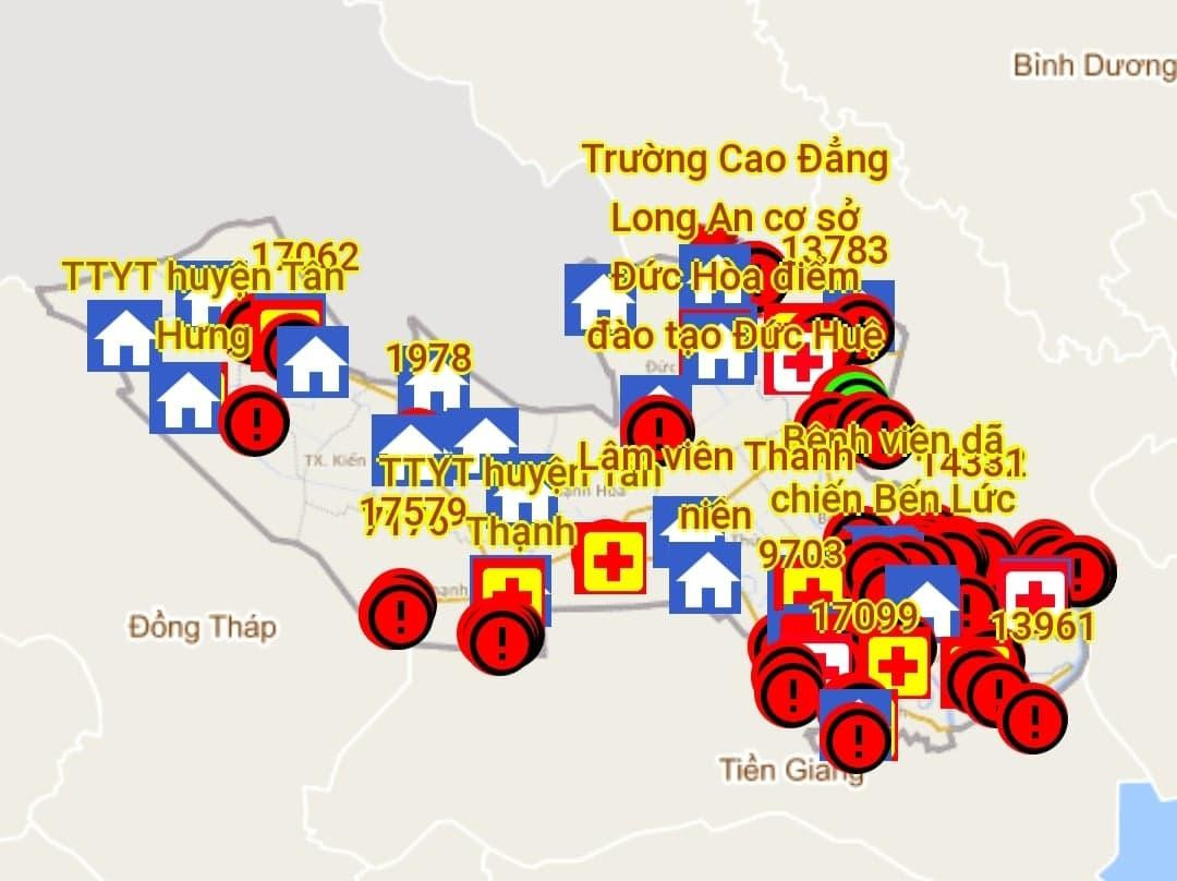 Bản đồ COVID-19 tỉnh Long An