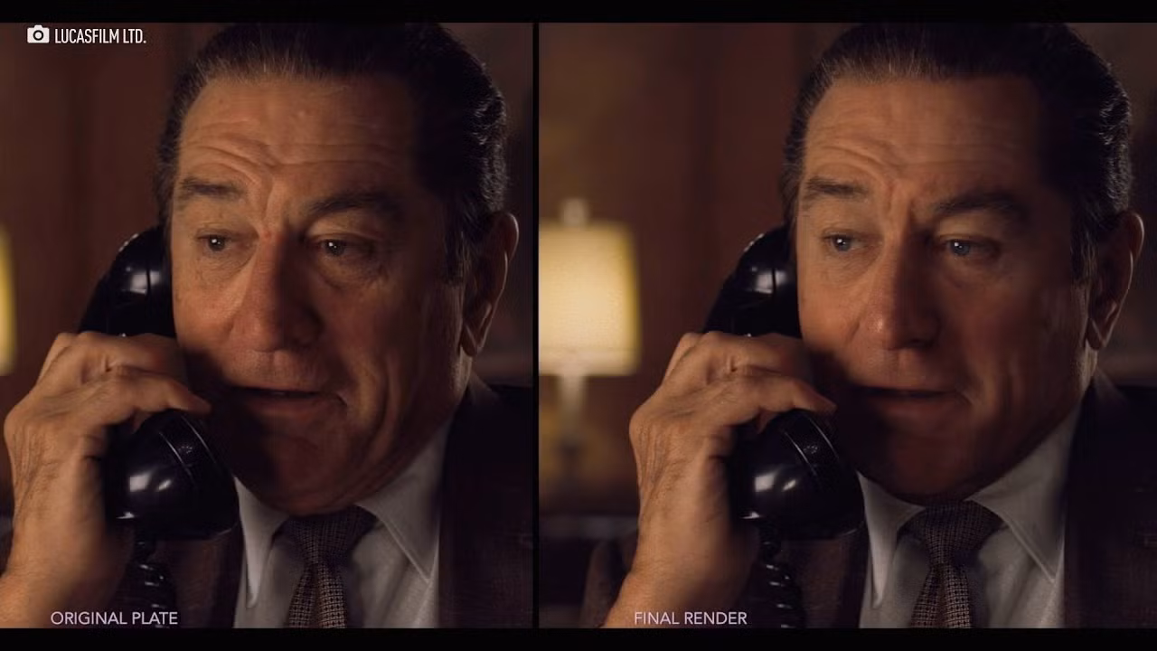 Robert De Niro trẻ đi nhiều tuổi trong "Irishman" nhờ công nghệ xử lý hình ảnh. Robert De Niro trẻ đi nhiều tuổi trong "Irishman" nhờ công nghệ xử lý hình ảnh.