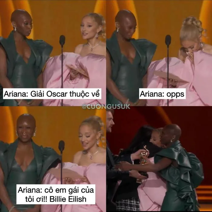 Billie Eilish xúc động ôm Ariana Grande trên sân khấu. Ảnh: Cuồng US&UK. Billie Eilish xúc động ôm Ariana Grande trên sân khấu. Ảnh: Cuồng US&UK.