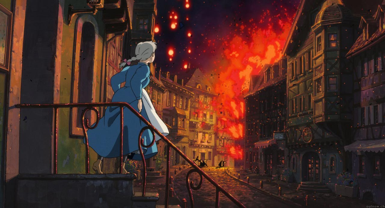 Như bao bộ phim khác của Miyazaki Hayao, "Howl’s Moving Castle" truyền tải tinh thần phản chiến mạnh mẽ. Như bao bộ phim khác của Miyazaki Hayao, "Howl’s Moving Castle" truyền tải tinh thần phản chiến mạnh mẽ.