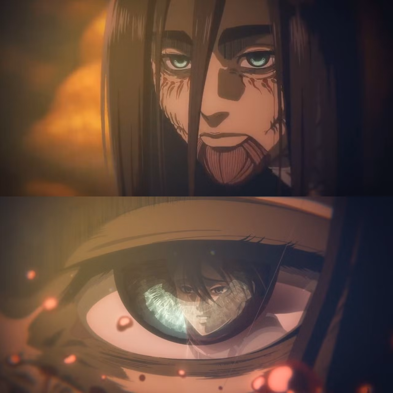 Eren lưu giữ hình bóng Mikasa trong mắt ở thời khắc cuối cùng.