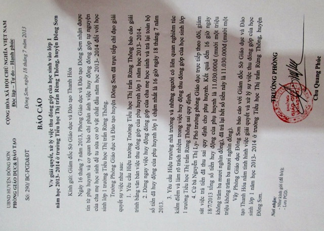 Công văn Phòng GD-ĐT huyện Đông Sơn gửi Sở GD-ĐT tỉnh Thanh Hóa.