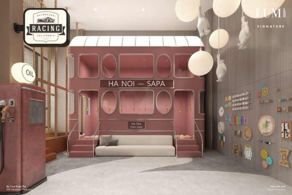 Phòng chơi trong nhà theo chủ đề cùng sự tỉ mỉ trong từng thiết kế, giúp đảm bảo tính an toàn cho bé vô tư nô đùa, khám phá (Ảnh phối cảnh)