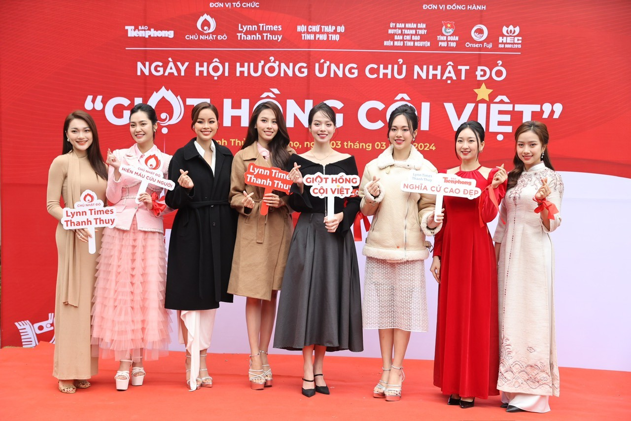 Sự xuất hiện đặc biệt của dàn hoa hậu tại Ngày hội hưởng ứng Chủ Nhật Đỏ “Giọt Hồng Cội Việt” Lynn Times Thanh Thủy Sự xuất hiện đặc biệt của dàn hoa hậu tại Ngày hội hưởng ứng Chủ Nhật Đỏ “Giọt Hồng Cội Việt” Lynn Times Thanh Thủy