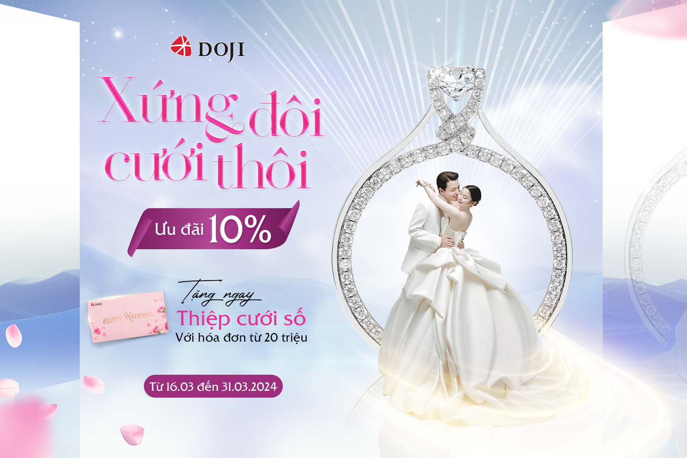 DOJI ưu đãi 10% cho nhẫn cưới và nhẫn đính hôn