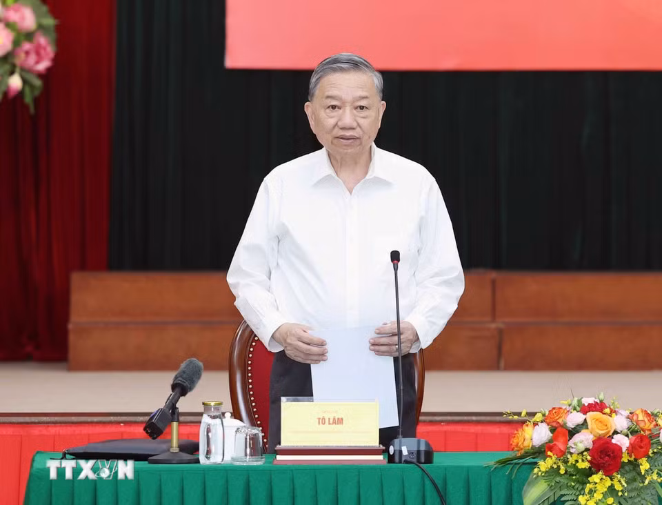 Tổng Bí thư Tô Lâm phát biểu tại buổi làm việc.