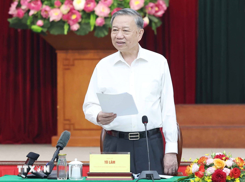 Tổng Bí thư Tô Lâm phát biểu.