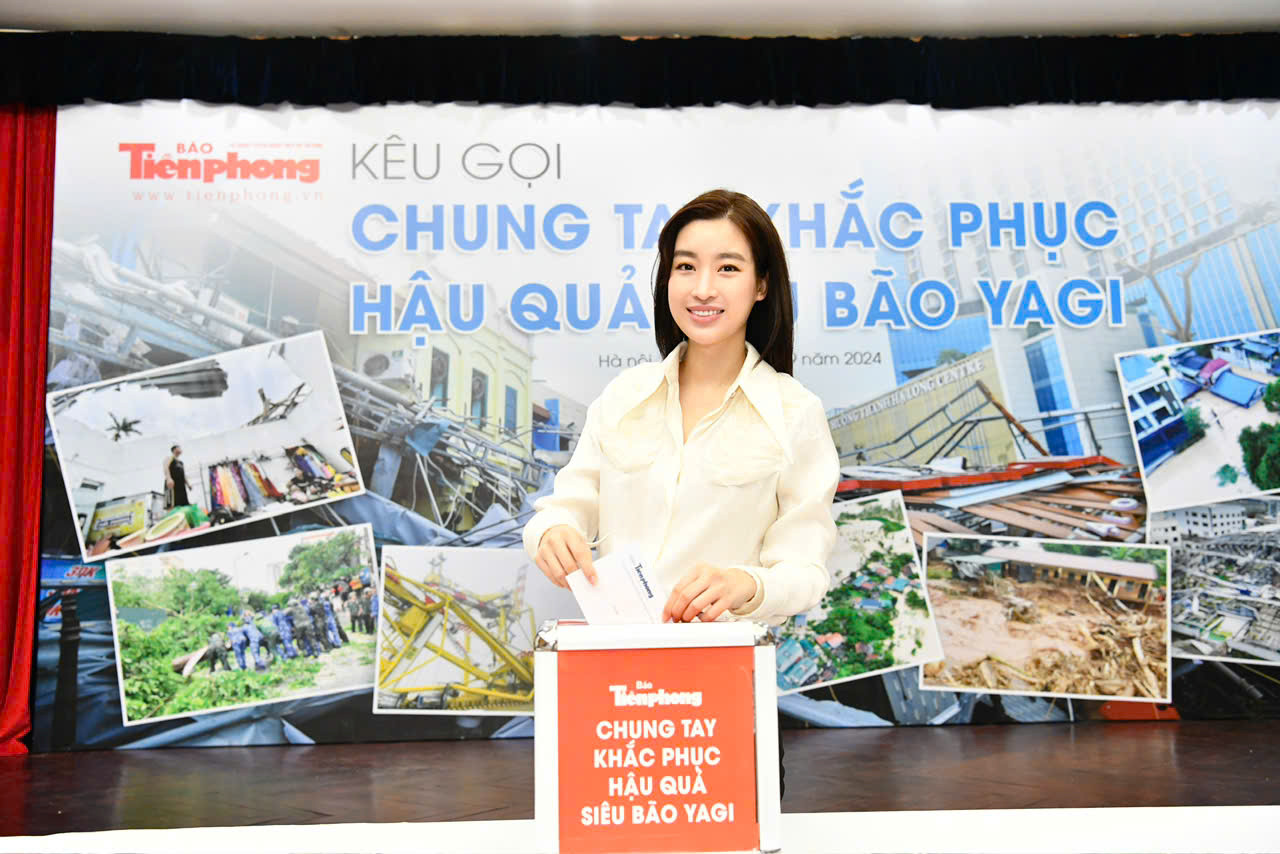 Hoa hậu Đỗ Mỹ Linh hưởng ứng lễ phát động.