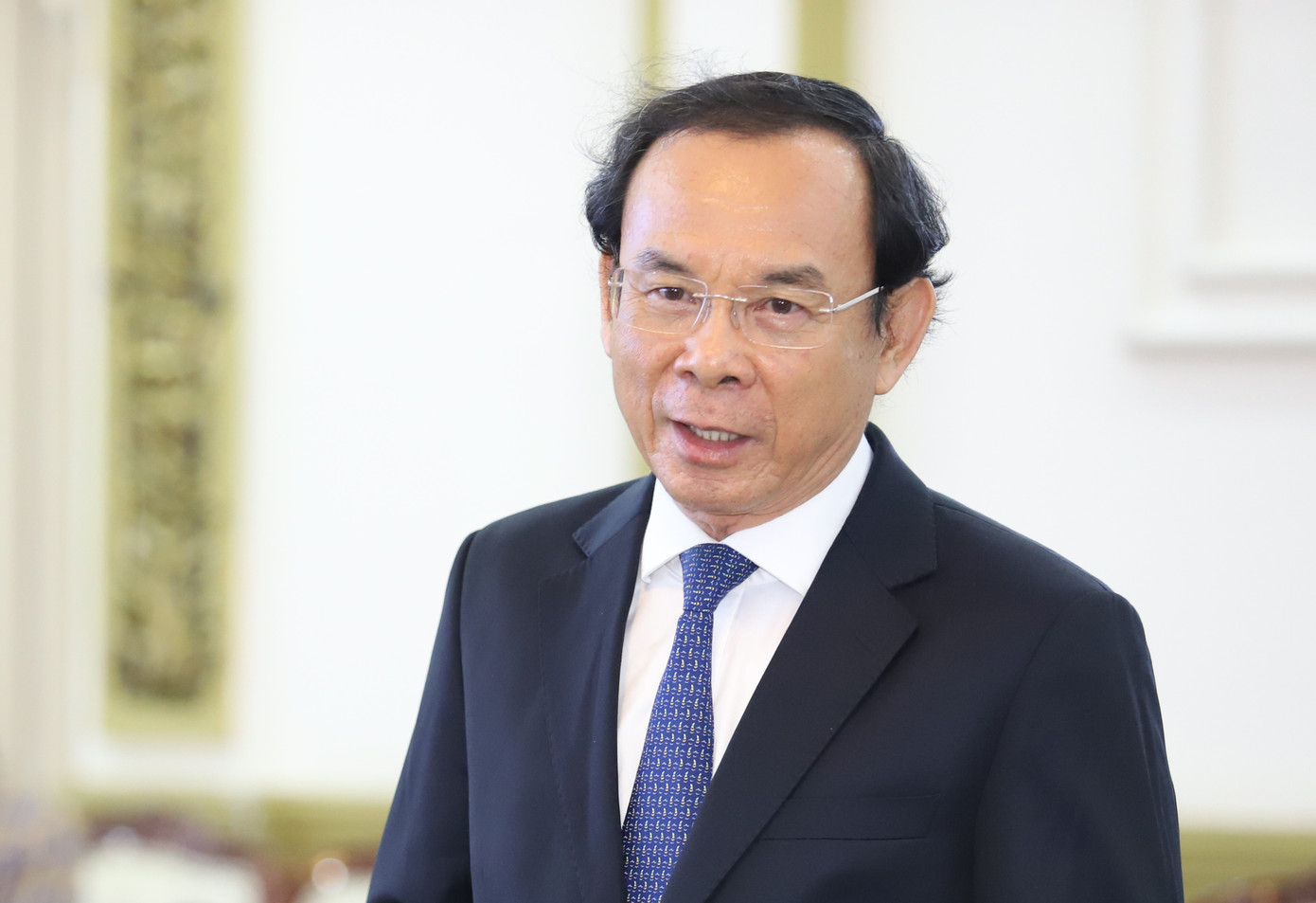 Bí thư Thành uỷ TPHCM Nguyễn Văn Nên trao đổi với thành viên C4IR. Ảnh: Ngô Tùng Bí thư Thành uỷ TPHCM Nguyễn Văn Nên trao đổi với thành viên C4IR. Ảnh: Ngô Tùng