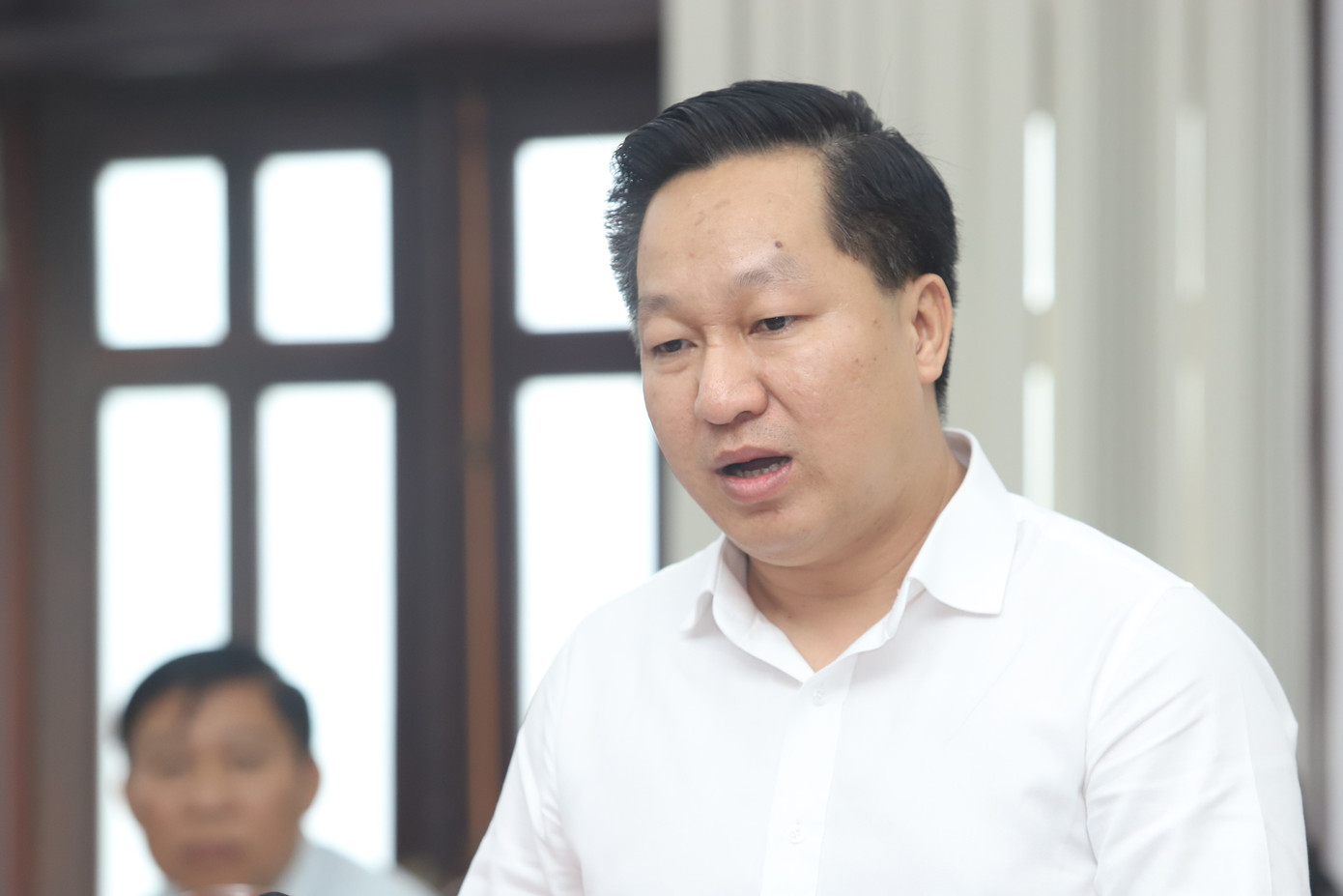 Chủ tịch UBND TP. Thủ Đức Hoàng Tùng trao đổi tại buổi làm việc. (Ảnh: Ngô Tùng)