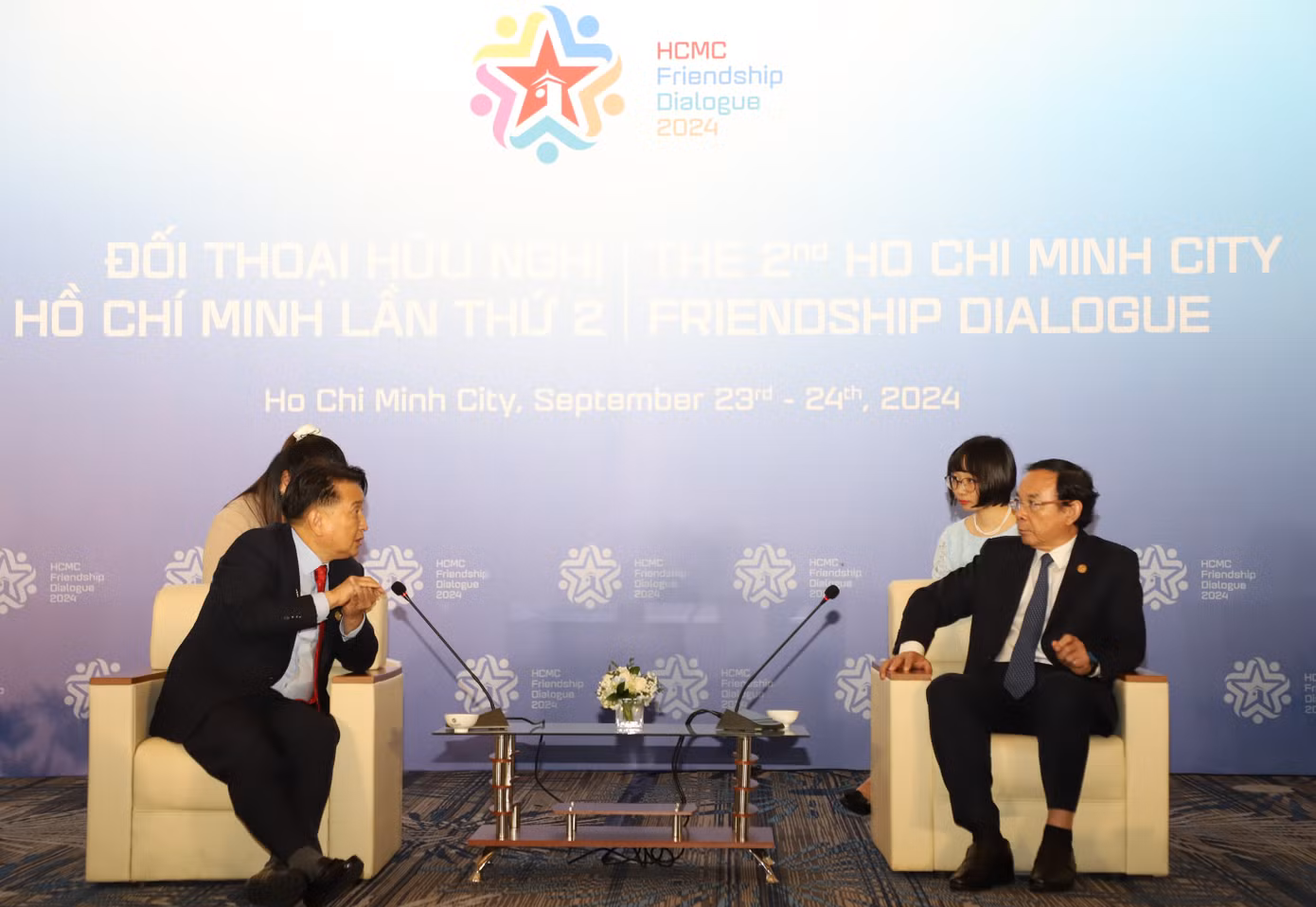 Trong khuôn khổ FD2024, Bí thư Thành ủy TPHCM Nguyễn Văn Nên tiếp Tỉnh trưởng tỉnh Chungcheongbuk Kim Young-hwan. Ảnh: Ngô Tùng