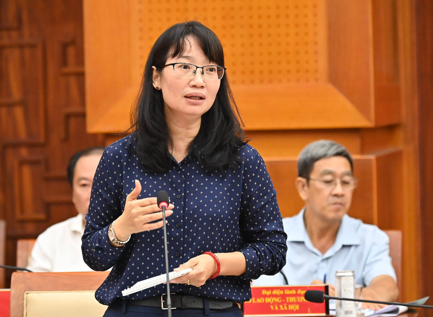 Phó Chủ tịch UBND TPHCM - bà Trần Thị Diệu Thúy nêu ý kiến tại buổi làm việc. Ảnh: Việt Dũng