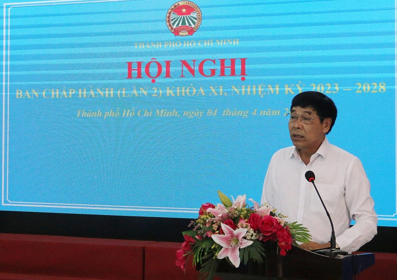 Ông Lê Minh Dũng phát biểu tại hội nghị. Ảnh: Hội Nông dân TPHCM