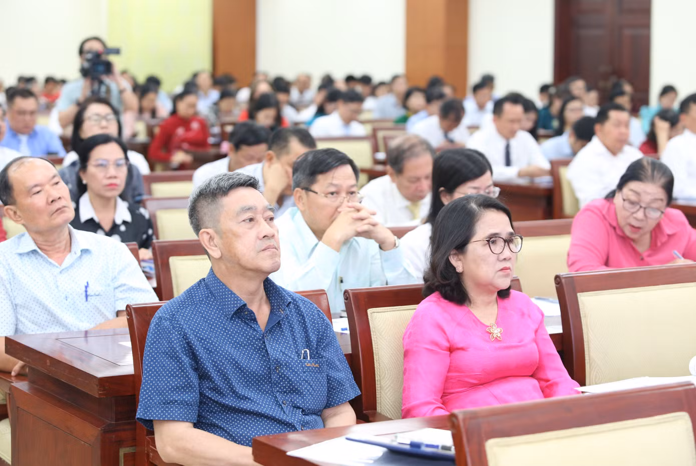 Lãnh đạo các sở, ban, ngành, các cơ sở giáo dục, đào tạo trên địa bàn TPHCM dự hội nghị. Ảnh: Ngô Tùng